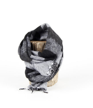 SjaalmetVerhaal Shawl 140x30 cm (wool-look) black-grey stipes