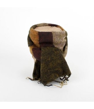 SjaalmetVerhaal Sjaal 140x30 cm wol-look groen-bordeaux-bruin