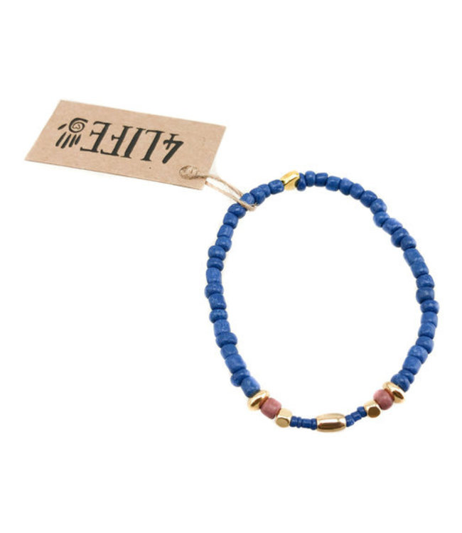 Bracelet 4Life - blue pink gold -Masai