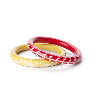 FairForward Bracelet yellow amd white notches - bone