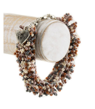 Fair Forward Bracelet mini beads grey-orangebrown-lila-white