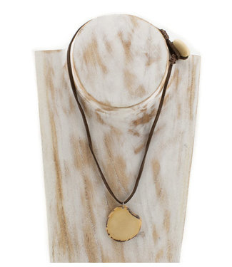 FairForward Necklace disc of tagua 45cm natural-brown