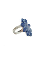 Kazuri Ring ceramic flower blue
