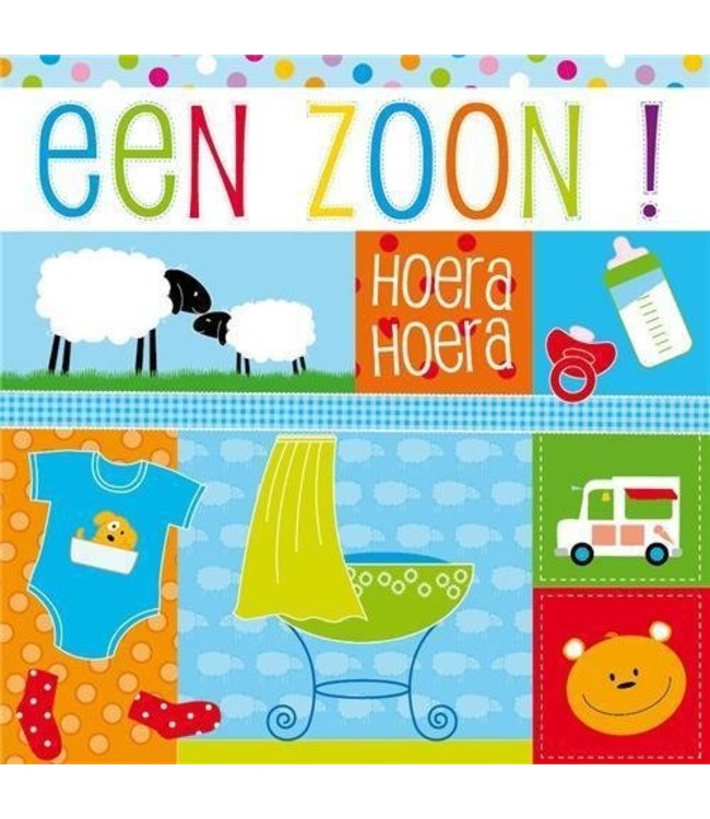 Wenskaart Een zoon! Hoera hoera