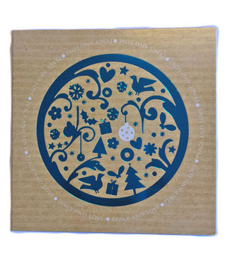 Fair Forward Christmas card Peace and Love blue - 10,5x10,5cm