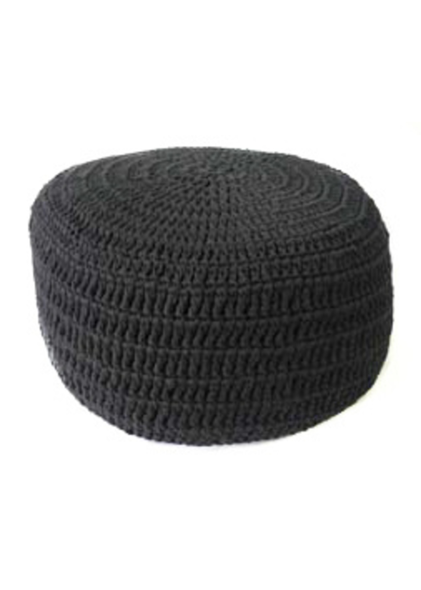 Kinta Knitted pouf black 40x25cm