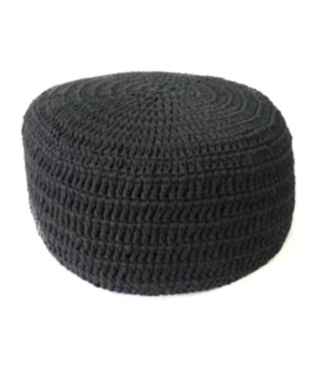 Knitted pouf black 40x25cm