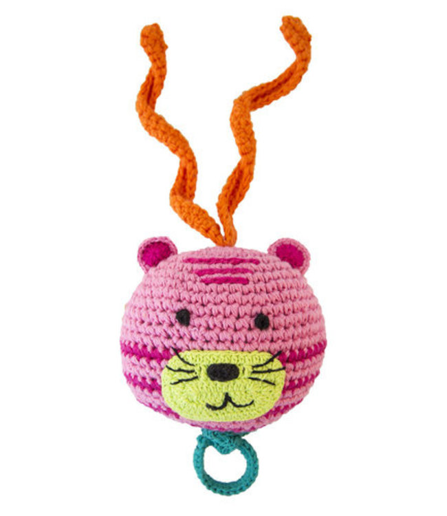 Crochet music ball tiger pink