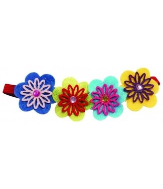 GlobalAffairs Hairband felt flowers blue yellow green