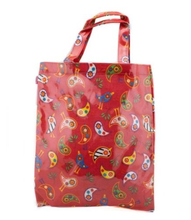 Plastic red bag with birds
