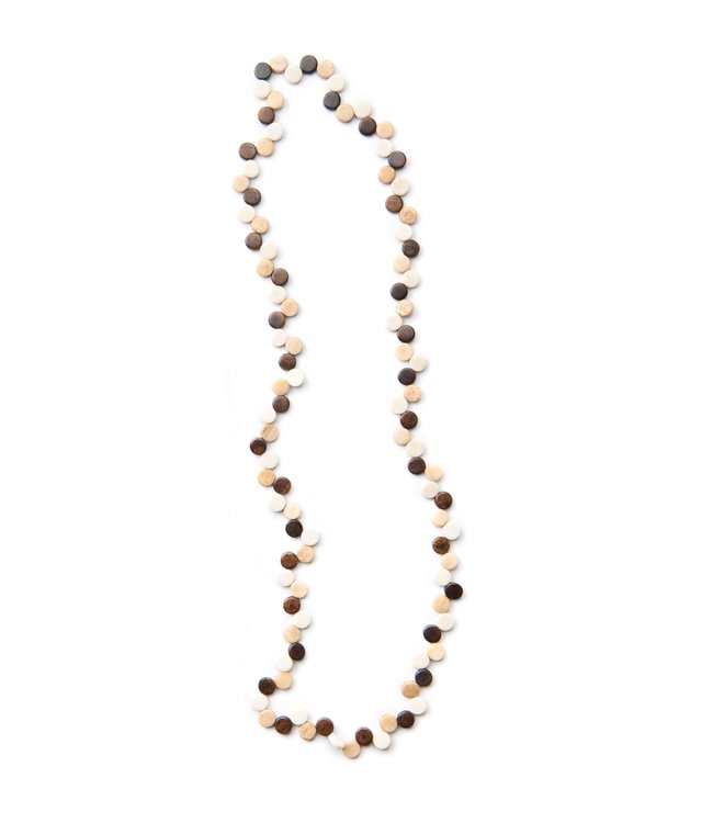 Necklace brown-white-beige resin