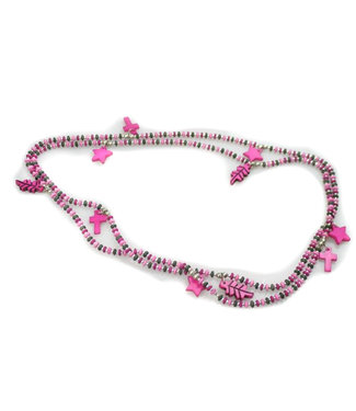 FairForward Ketting fuchsia-roze kralen en bedels