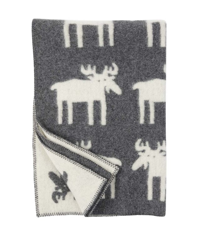 Cot blanket grey eco wool moose 130 x 90 cm