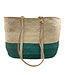 Tahoua Straw bag cream-green and cream coloured leather