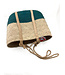 Wicker bag cream-green and cream coloured leather