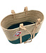 Wicker bag cream-green and cream coloured leather