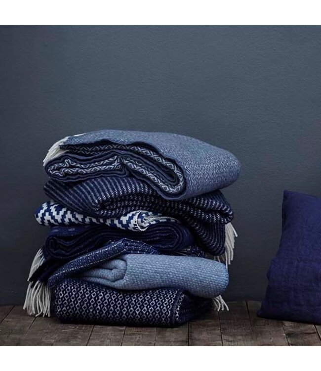 Plaid wol Stella blauw - smokey blue