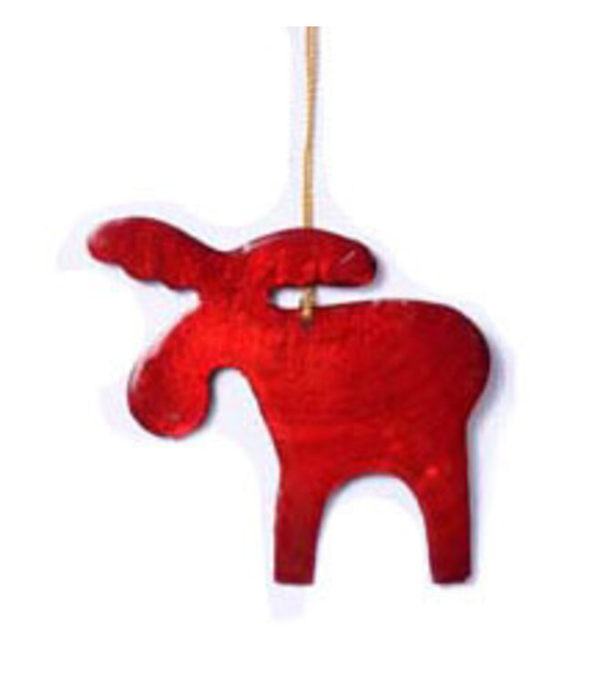 Christmas hanger capiz Moose red