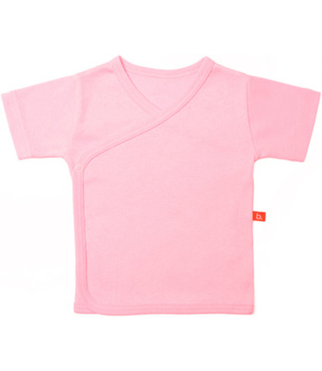 T-shirt overslag bio katoen korte mouw roze 62-68