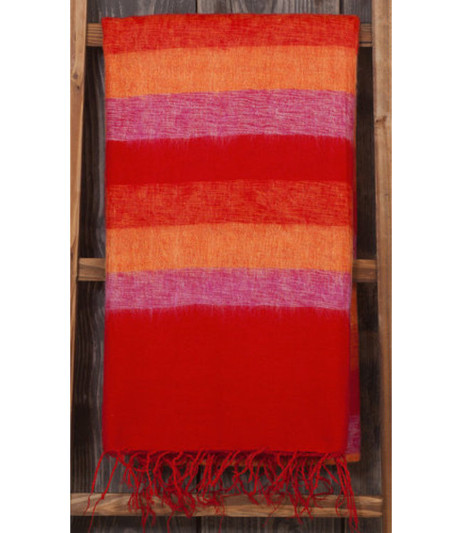 Plaid 240x120 cm wol-look rood-oranje-roze