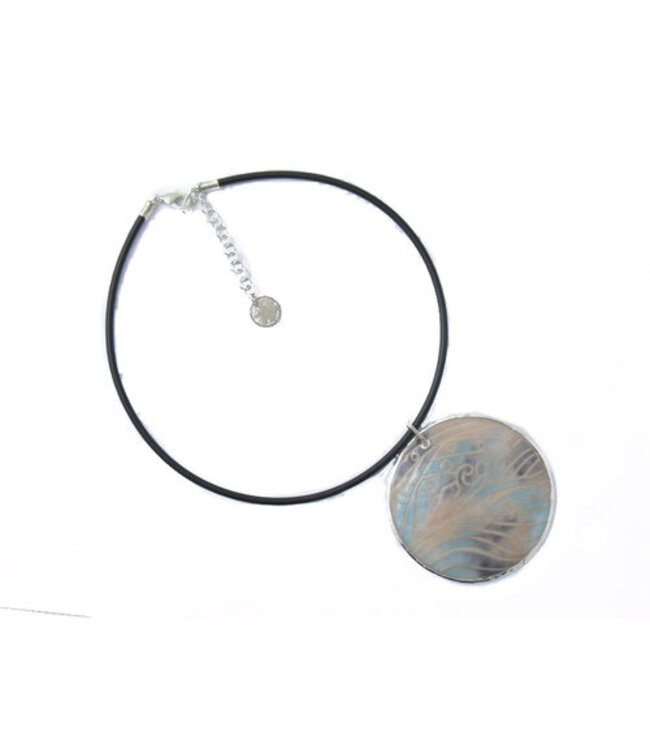 Ketting oesterschelp groen-beige