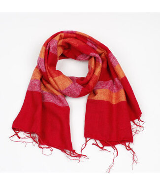 SjaalmetVerhaal Shawl 180x80 cm (wool-look) red-orange-pink