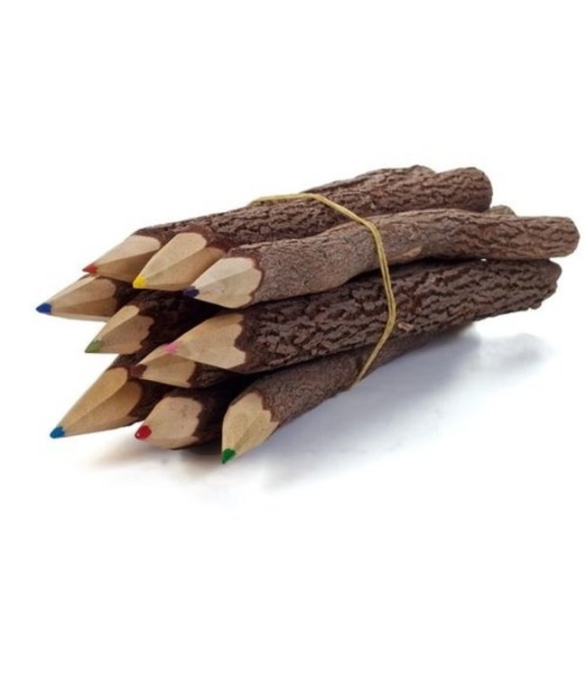 Set 10 potloden met schors 18 cm- kleur