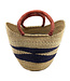 Shopper datepalm blue-natural with leather handles