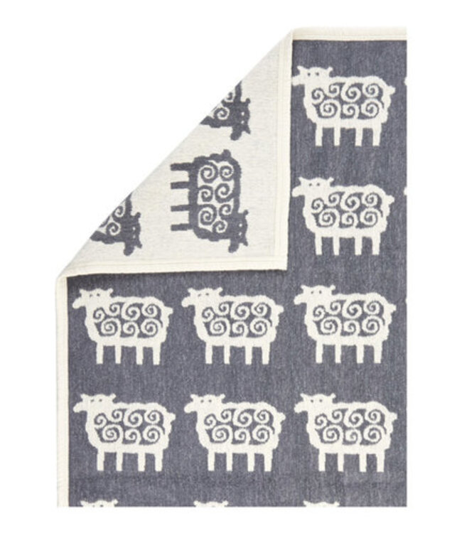 Cot blanket dark grey organic cotton - sheep - 90 x 140 cm