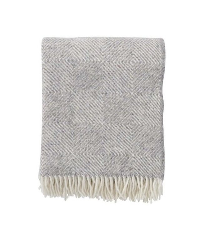 Throw eco wool Gooseye 200x130 cm - grey - ecru