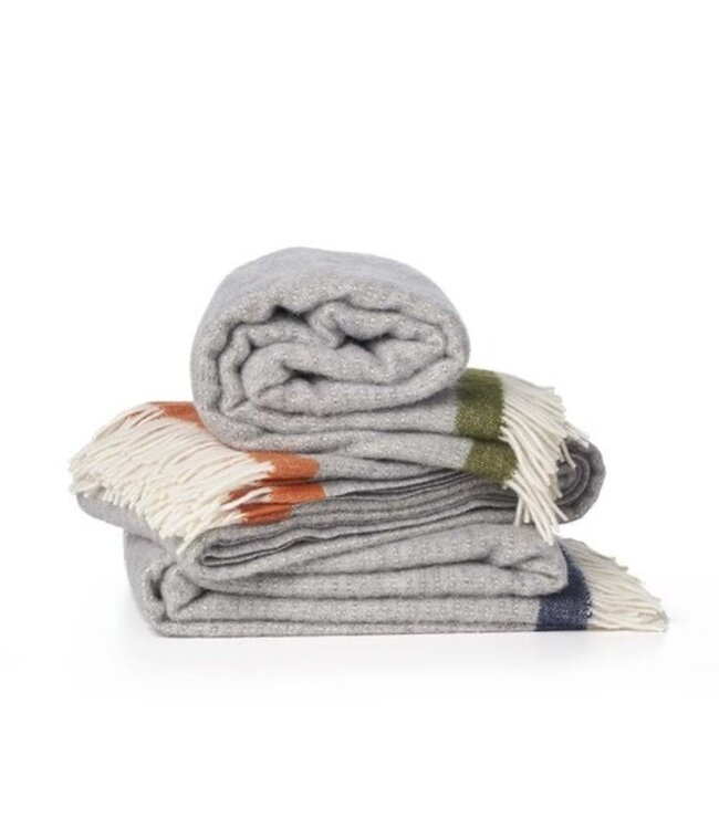 Plaid wol Hampus grijs-groen 200x130 cm