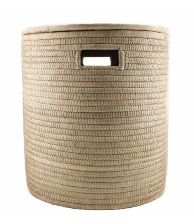 Palmleave basket with flat lid Natural H45xD40cm - Medium