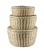 Set 3 palmblad mandjes met deksel - beige