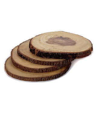 Kanika Round wooden coasters with bark 15 cm/ set of 4