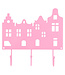 Coatrack -keyrack canal houses 17x17cm - pink