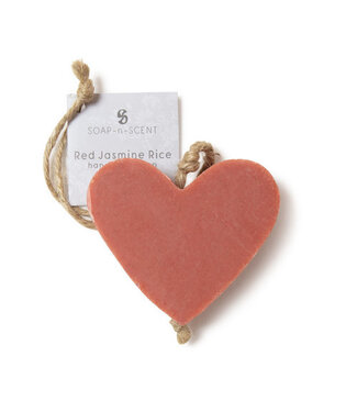 Kanika Red Jasmin heart soap on a rope