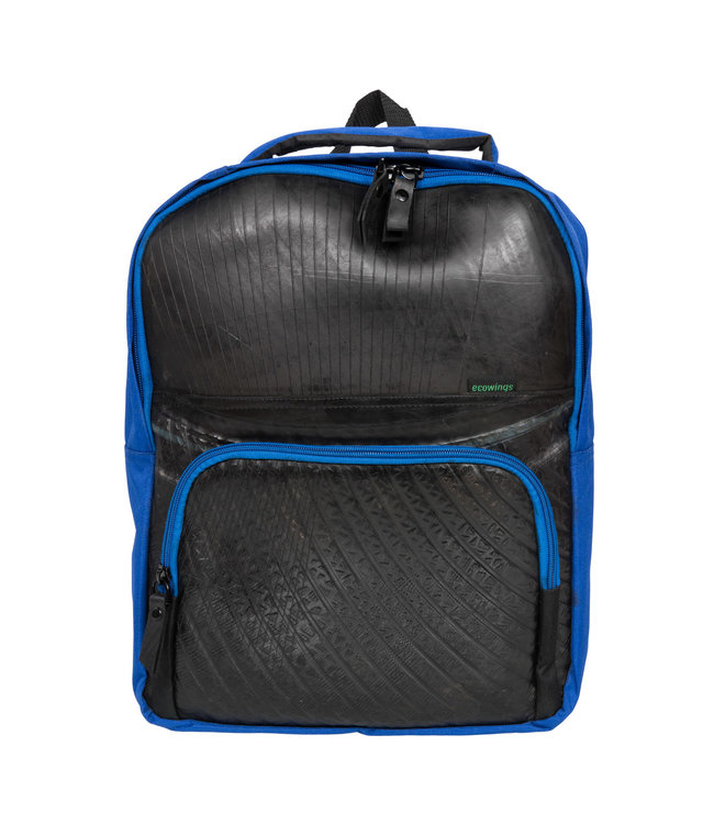 Rubber backpack H40xW30cm blue with black front