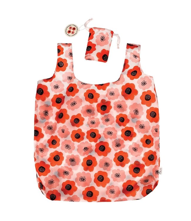 Foldable shopping bag Poppy red-pink