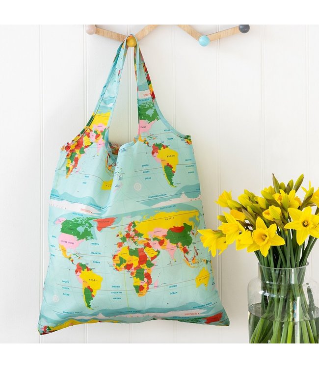 Foldable shopping bag World map