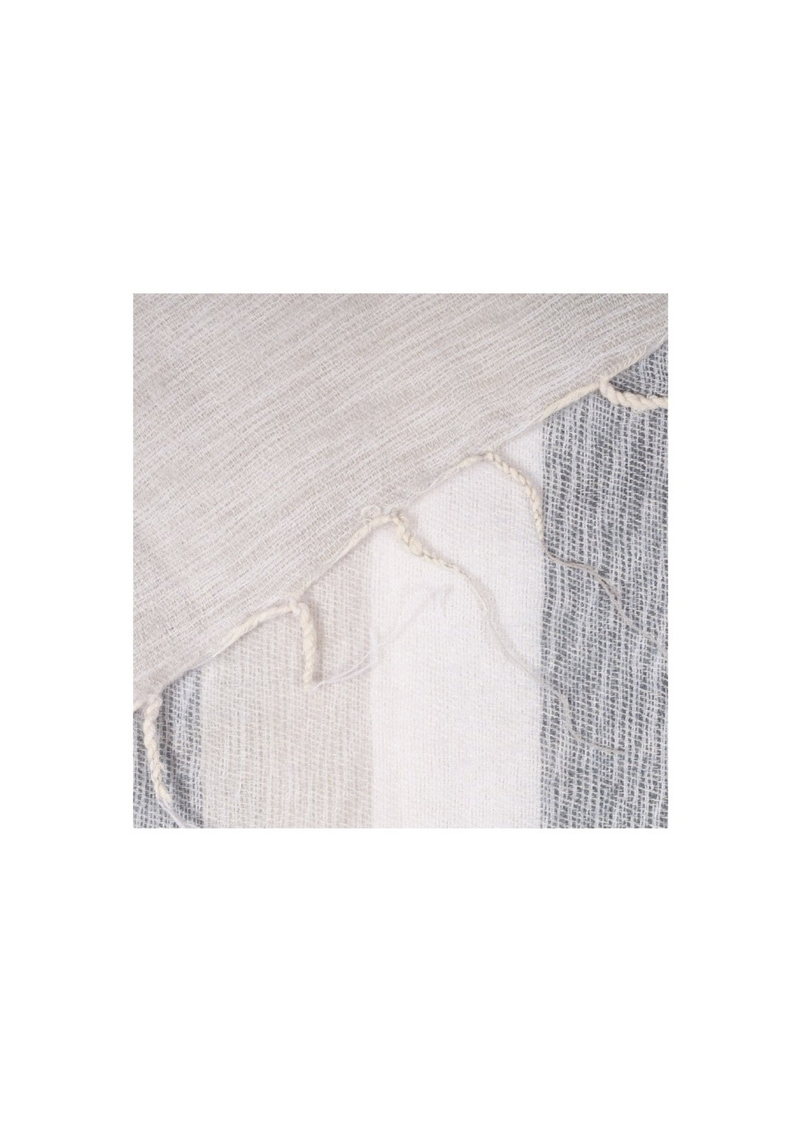 Sjaal met Verhaal Plaid 240x120 cm (wool-look) cream-grey striped