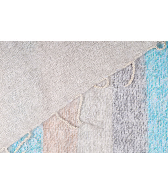 Plaid 240 x 120 cm wol-look ibizablauw- beige