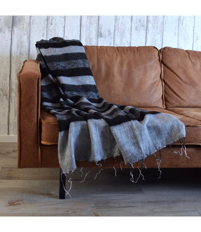 Plaid 240x120 cm (wool-look) black-grey