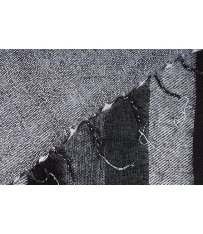 Plaid 240 x 120 cm wol-look zwart-grijs