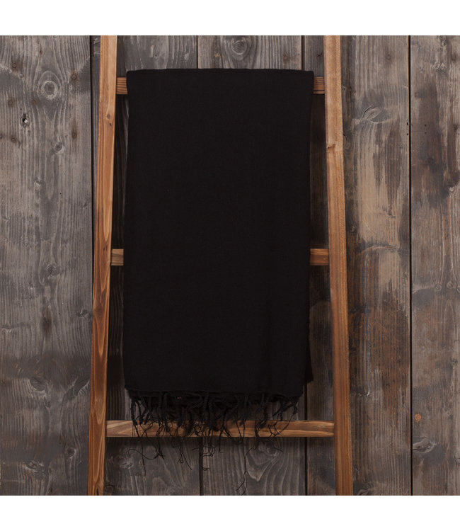 Plaid 240 x 120 cm wol-look zwart