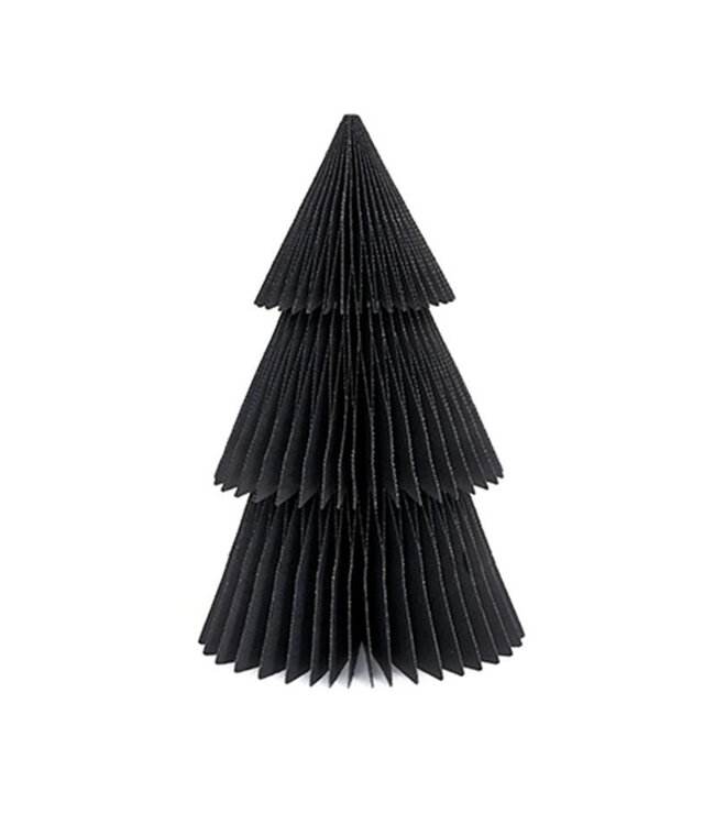 Papieren kerstboom 23 cm - zwart met glitter