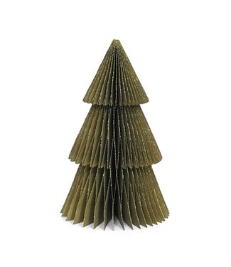 Only Natural Paper christmass tree - 30 cm - Olive green with glitter