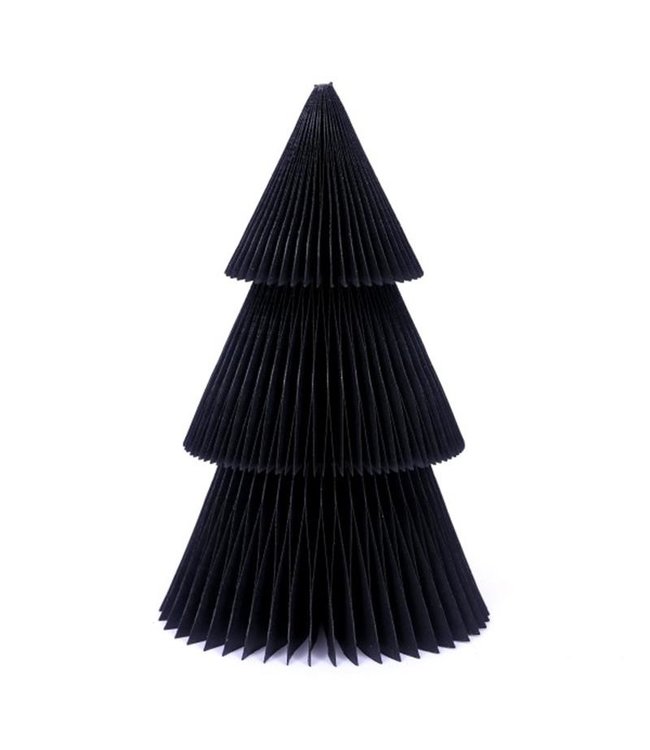 Papieren kerstboom 30 cm - Zwart met glitter