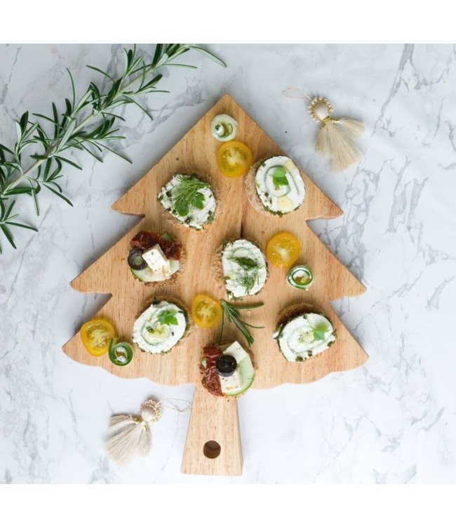 Wooden serving board tree shaped 30x25cm