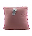 Cushion pink cotton embroidered owls 45x45cm