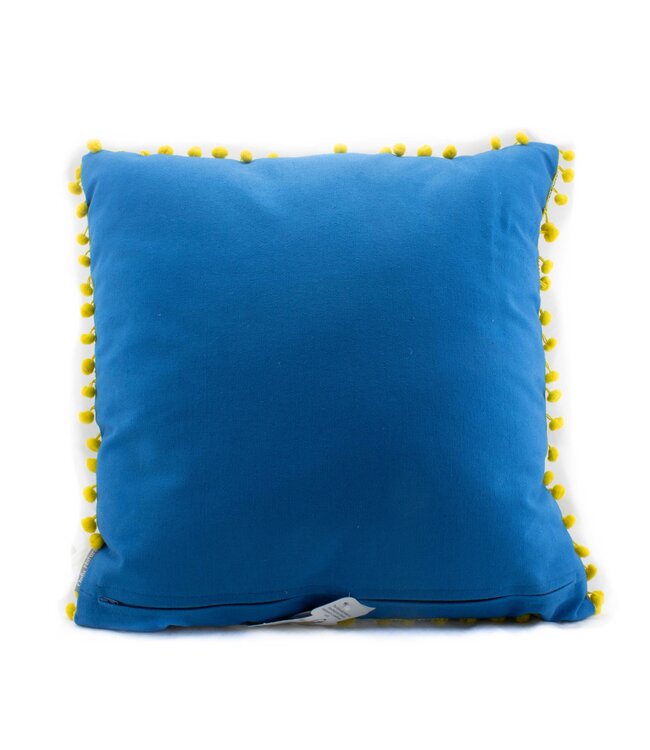 Sierkussen geborduurde uiltjes blauw 45x45 cm